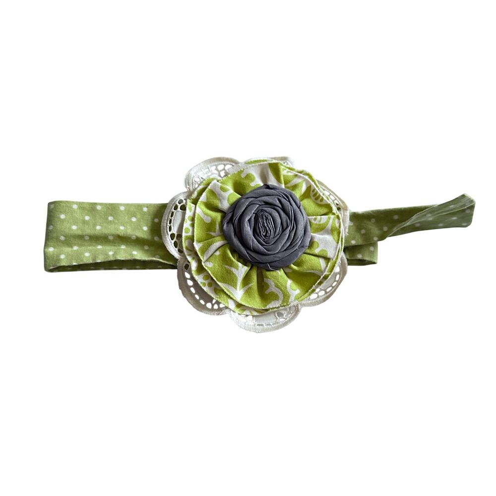 Persnickety Green and Gray Floral Hair Wrap or Belt - 48 Inches